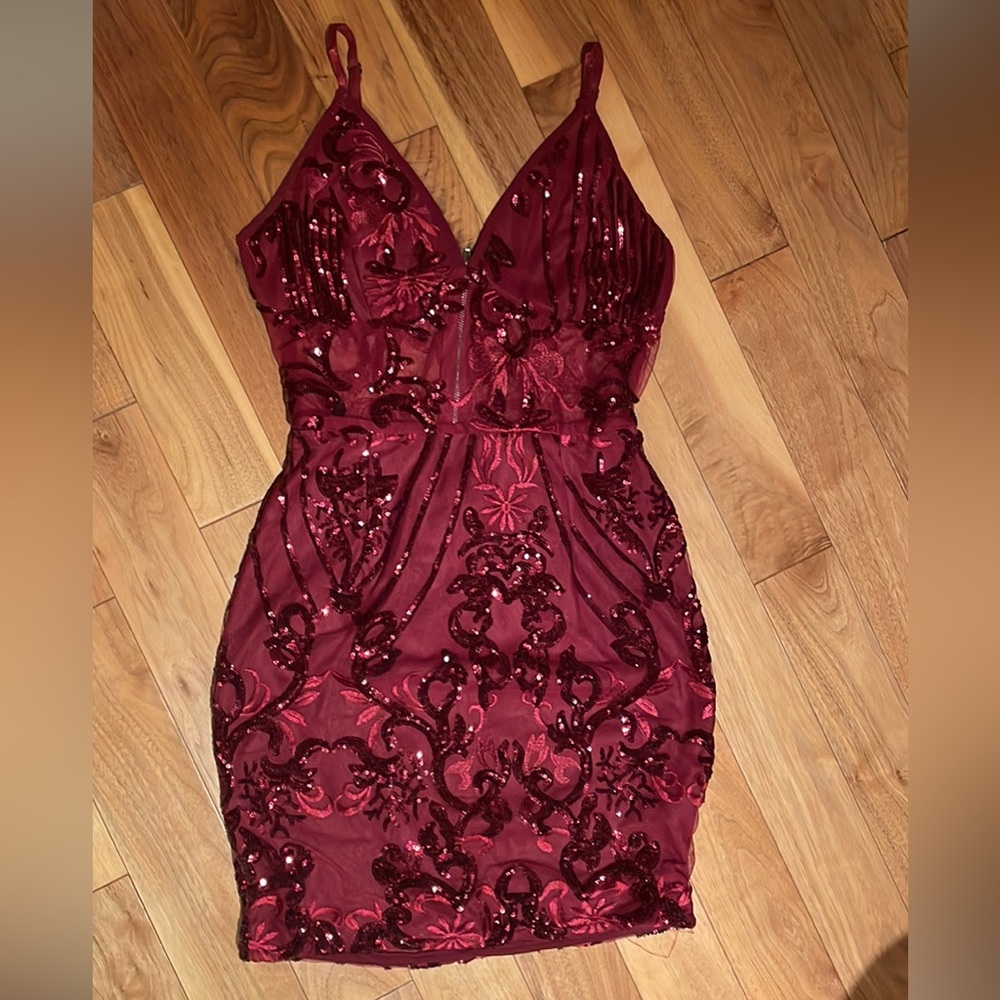 Pretty little thing red sparkly mini dress